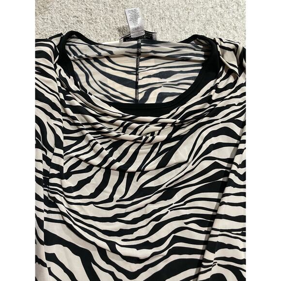 NWT George Simonton Says Womens Medium Zebra Long Sleeve Top Black Mob Wife QVC - Picture 8 of 13